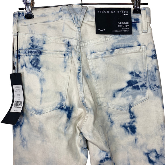 Veronica Beard Debbie Skinny High Rise Bleached Jeans Women 26 Secret PocketsNWT - Picture 7 of 13